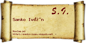 Sanko Iván névjegykártya